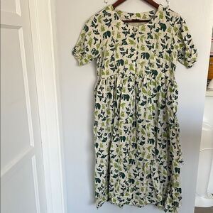 Floral Green and White Maternity Nursing Dress size s
